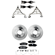 7-Piece Kit Front, Driver and Passenger Side, Lower Control Arm, 7 Lugs, Includes (2) Axle Assembly, (2) Brake Disc, (1) Brake Pad Set, and (2) Control Arm