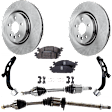 7-Piece Kit Front, Driver and Passenger Side, Lower Control Arm Kit, Includes (2) Axle Assembly, (2) Brake Disc, (1) Brake Pad Set, and (2) Control Arm