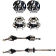 6-Piece Kit Front, Driver and Passenger Side Suspension Kit, Includes (2) Axle Assembly and (4) Wheel Hub