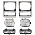 6-Piece Kit Driver and Passenger Side Halogen Headlight, With bulb(s), For Models With Single Rectangular Headlights (per side), Includes (2) Headlight, (2) Headlight Door, and (2) Parking Light