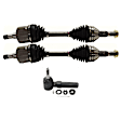 4-Piece Kit Front, Passenger Side Axle Assembly, New Kit, includes (2) Axle Assembly and (1) Tie Rod End