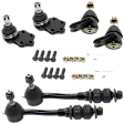 6-Piece Kit Front, Driver and Passenger Side, Upper and Lower Ball Joint, includes (4) Ball Joint and (2) Sway Bar Link