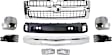 8-Piece Kit Grille Chrome Shell with Textured Black Insert, Includes (1) Grille Assembly, (1) Bumper, (4) Bumper End, (1) Valance and (1) Fog Light