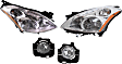 4-Piece Kit Driver and Passenger Side Halogen Headlight, With bulb(s), Sedan, OE Replacement, Includes (2) Fog Light and (2) Headlight