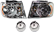 4-Piece Kit Driver and Passenger Side Halogen Headlight, With bulb(s), OE Replacement, Includes (2) Headlight and (2) Fog Light