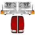2002 Ford F-250 Super Duty - 6-Piece Kit Driver and Passenger Side Halogen Headlight, With bulb(s), OE Replacement,  Includes (2) Corner Light, (2) Headlight, and (2) Tail Light