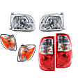 2005 Toyota Tundra - 6-Piece Kit Driver and Passenger Side Halogen Headlight, With bulb(s), Fleetside (Standard Bed) Production Date From August 2004, OE Replacement, Extended Cab Pickup,  Includes (2) Headlight, (2) Tail Light, and (2) Turn Signal Light