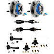 8-Piece Kit Front, Driver and Passenger Side Axle Assembly, includes (2) Axle Assembly, (2) Ball Joint, (2) Tie Rod End, and (2) Wheel Hub