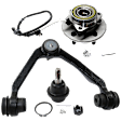 3-Piece Kit Front, Driver and Passenger Side, Upper and Lower Wheel Hub, 5 Lugs, With Bearing, With Sensor, 4WD, Includes (1) Control Arm, (1) Ball Joint and (1) Wheel Hub