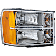 2008 GMC Sierra 1500 - 4-Piece Kit Driver and Passenger Side Halogen Headlight, With bulb(s), OE Replacement,  Includes (1) Grille Assembly, (2) Headlight, and (1) Hood Molding