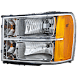 2008 GMC Sierra 1500 - 4-Piece Kit Driver and Passenger Side Halogen Headlight, With bulb(s), OE Replacement,  Includes (1) Grille Assembly, (2) Headlight, and (1) Hood Molding