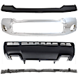 4-Piece Kit, Front, Center, Upper Bumper, For Models With Steel Lower Bumper, Chrome, Includes (1) Bumper, (1) Bumper Cover, (1) Bumper Retainer, and (1) Valance