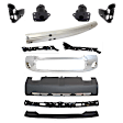 11-Piece Kit, Front, Driver and Passenger Side Bumper, For Models w/ Steel Bumper, Includes (1) Bumper, (4) Bumper Bracket, (1) Bumper Cover, (1) Bumper Reinforcement, (3) Bumper Retainer, (1) Valance