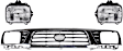 3-Piece Kit Driver and Passenger Side Grille Chrome Shell with Painted Black Insert, 4WD, Includes (1) Grille Assembly and (2) Headlight