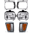 6-Piece Kit Driver and Passenger Side Halogen Headlight, Includes (2) Corner Light, (2) Headlight, and (2) Headlight Door