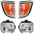 1996 Toyota Tacoma - 4-Piece Kit Driver and Passenger Side Halogen Headlight, With bulb(s), OE Replacement, RWD,  Includes (2) Corner Light and (2) Headlight