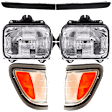 6-Piece Kit Driver and Passenger Side Halogen Headlight, 4WD, Includes (2) Corner Light, (2) Headlight, and (2) Headlight Filler