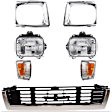 1991 Toyota Pickup - 7-Piece Kit Driver and Passenger Side Halogen Headlight, With bulb(s),  For Models With NAL Brand Lamps Model, OE Replacement, 4WD,  Includes (2) Corner Light, (1) Grille Assembly, (2) Headlight, and (2) Headlight Door