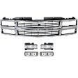 1995 Chevrolet C1500 Silverado - 5-Piece Kit Grille, Chrome Shell with Painted Black Insert, For Models With Composite Headlights,  Includes (1) Grille, (2) Headlight, and (2) Turn Signal Light