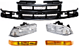 2003 Chevrolet S10 - 5-Piece Kit Driver and Passenger Side Halogen Headlight, With bulb(s), OE Replacement,  Includes (1) Grille Assembly, (2) Headlight, and (2) Turn Signal Light