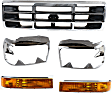 5-Piece Kit, Grille Chrome Shell with Painted Gray Insert, Includes (1) Grille, (2) Headlight Door, and (2) Turn Signal Light
