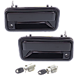 1988-1994 GMC C1500 - 4-Piece Kit Front, Driver and Passenger Side Exterior Door Handle, Smooth Black, With Key Hole, includes Door Lock Cylinder