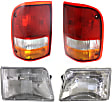 4-Piece Kit Driver and Passenger Side Halogen Headlight, With bulb(s), OE Replacement, Includes (2) Tail Light and (2) Headlight