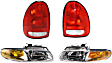 4-Piece Kit Driver and Passenger Side Halogen Headlight, With bulb(s), OE Replacement, Includes (2) Tail Light and (2) Headlight