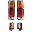 4-Piece Kit Driver and Passenger Side Halogen Tail Light, With bulb(s), Includes (2) Corner Light and (2) Tail Light