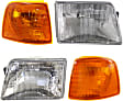1993-1997 Ford Ranger - 4-Piece Kit Driver and Passenger Side Halogen Headlight, With bulb(s), OE Replacement, Includes (2) Corner Light and (2) Headlight