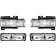1998 Chevrolet K1500 - 4-Piece Kit Driver and Passenger Side Halogen Headlight, With bulb(s), For Models With Composite s, OE Replacement,  Includes (2) Headlight and (2) Turn Signal Light