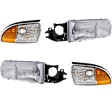 4-Piece Kit Driver and Passenger Side Halogen Headlight, With bulb(s), OE Replacement, Includes (2) Headlight and (2) Side Marker