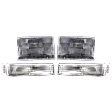 1998 Jeep Grand Cherokee - 4-Piece Kit Driver and Passenger Side Halogen Headlight, With bulb(s), Canada or USA Built Vehicle, OE Replacement,  Includes (2) Headlight and (2) Turn Signal Light