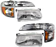 1996 Ford Explorer - 4-Piece Kit Driver and Passenger Side Halogen Headlight, With bulb(s), OE Replacement,  Includes (2) Corner Light and (2) Headlight