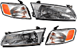 1998 Toyota Camry - 4-Piece Kit Driver and Passenger Side Halogen Headlight, With bulb(s), OE Replacement,  Includes (2) Corner Light and (2) Headlight