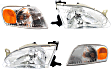 2000 Toyota Corolla - 4-Piece Kit Driver and Passenger Side Halogen Headlight, With bulb(s), OE Replacement,  Includes (2) Corner Light and (2) Headlight