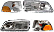 1998-2000 Volvo V70 - 4-Piece Kit Driver and Passenger Side Halogen Headlight, With bulb(s), OE Replacement, Includes (2) Headlight and (2) Corner Light