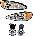 2004 Pontiac Grand Am - 4-Piece Kit Driver and Passenger Side Halogen Headlight, With bulb(s), OE Replacement,  Includes (2) Fog Light and (2) Headlight