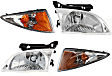 2000-2002 Chevrolet Cavalier - 4-Piece Kit Driver and Passenger Side Halogen Headlight, With bulb(s), OE Replacement, Includes (2) Headlight and (2) Corner Light