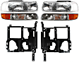 2001 Chevrolet Silverado 1500 HD - 6-Piece Kit Driver and Passenger Side Halogen Headlight, With bulb(s), OE Replacement,  Includes (2) Headlight, (2) Headlight Bracket, and (2) Parking Light
