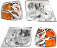 2002-2004 Ford Explorer - 4-Piece Kit Driver and Passenger Side Halogen Headlight, With bulb(s), Sport Utility, OE Replacement, Includes (2) Headlight and (2) Corner Light