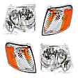 2005 Ford Explorer Sport Trac - 4-Piece Kit Driver and Passenger Side Halogen Headlight, With bulb(s), OE Replacement,  Includes (2) Corner Light and (2) Headlight