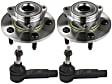 4-Piece Kit Front, Driver and Passenger Side Suspension Kit, Includes (2) Tie Rod End and (2) Wheel Hub