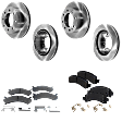 4-Wheel Set Front and Rear Brake Disc and Pad Kit, Plain Surface 8 Lugs Front-324.61 mm/Rear-329.95 mm Ceramic Pro-Line Series, Includes (2) Brake Pad Set and (4) Brake Disc