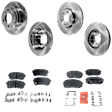 4-Wheel Set Front and Rear Brake Disc and Pad Kit, Plain Surface, 5 Lugs, Ceramic, FWD, Pro-Line Series