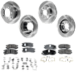 4-Wheel Set Front and Rear Brake Disc and Pad Kit, Plain Surface 5 Lugs Front-276.3 mm/Rear-261.87 mm Ceramic Pro-Line Series, Includes (4) Brake Disc and (2) Brake Pad Set