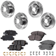 2013 Nissan Juke - 8-Piece Kit Front and Rear Brake Disc and Pad Kit, Plain Surface, 5 Lugs, Ceramic, engdesig: MR16DDT, Turbocharged, GAS, Nissan Engine, 1.6L 4Cyl, Pro-Line Series  Includes (4) Brake Disc and (2) Brake Pad Set