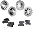 4-Wheel Set Front and Rear Brake Disc and Pad Kit, Plain Surface 5 Lugs Front-276.86 mm/Rear-265.43 mm Front-Organic/Rear-Semi-Metallic Pro-Line Series, Includes (2) Brake Pad Set and (4) Brake Disc