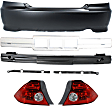 7-Piece Kit, Rear Primed Bumper Cover, Coupe, Includes (1) Bumper Absorber, (2) Bumper Bracket, (1) Bumper Cover, (1) Bumper Reinforcement, and (2) Tail Light