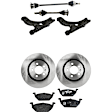 8-Piece Kit Front, Driver and Passenger Side Axle Assemblies with Brake Discs, Brake Pad Set, and Control Arms, FWD, Automatic Transmission